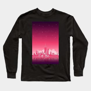 Vaporwave city minimalist art Long Sleeve T-Shirt